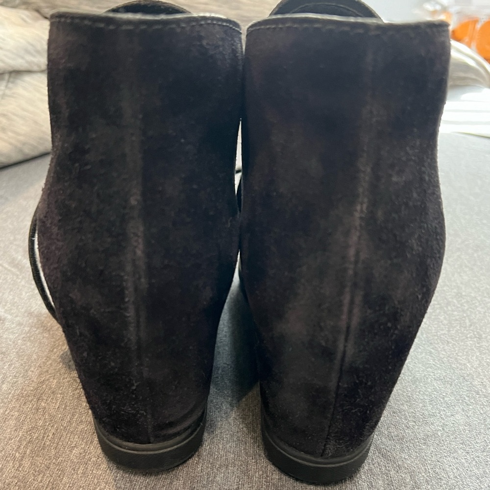 PRADA Half Boot Wedge Lace Booties 3TZ037 Black Suede IT 40.5 US 10-10.5 Shoes - Picture 7 of 11
